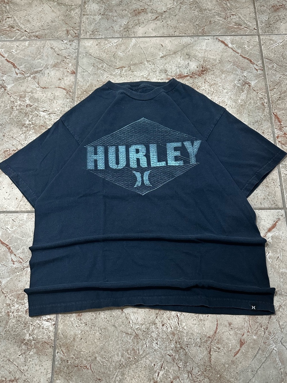 Y2K Hurley Surf T-Shirt — Blue Diamond Logo — Size M